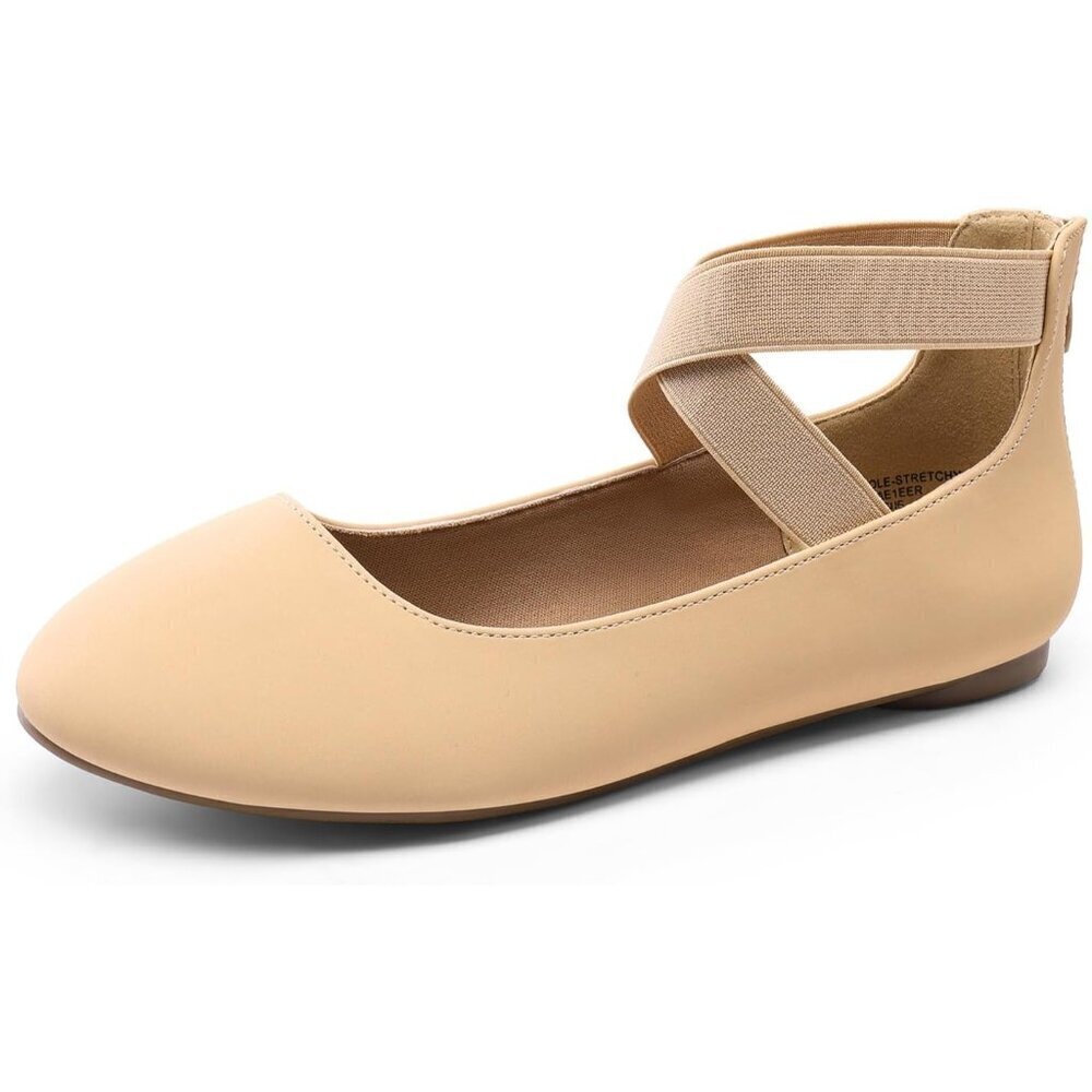 Dream Pairs Women Nubuck Faux Suede Flats Comfortable Elastic Ankle Straps Shoes